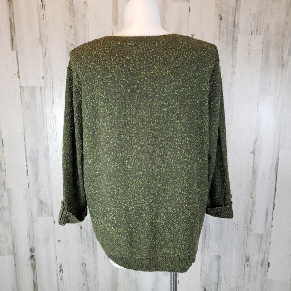 CJ Banks Olive Textured Knit Sweater 3X - Picture 4 of 9